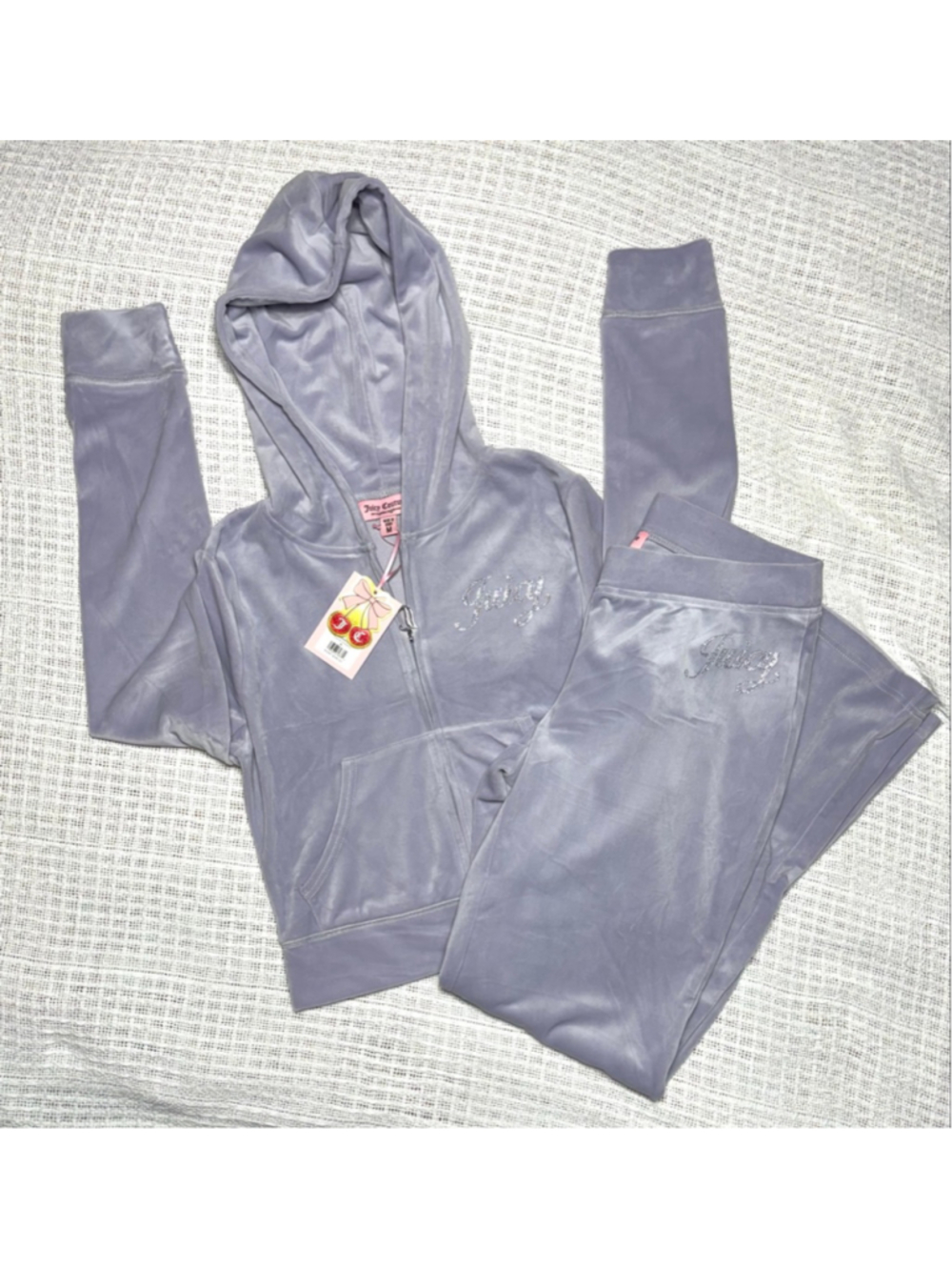 Juicy Couture OG Bling Velour Hoodie Pants Tracksuit - Lavender Haze SZ MED NWT - Picture 1 of 11